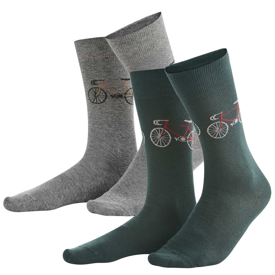 Socks | LIVING CRAFTS Falk | Socks, Pack Of 2 Dark Forest/Stone Grey Melange