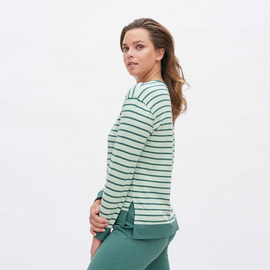 Homewear | LIVING CRAFTS Nicci | Sleep Shirt Misty Green / Stripe