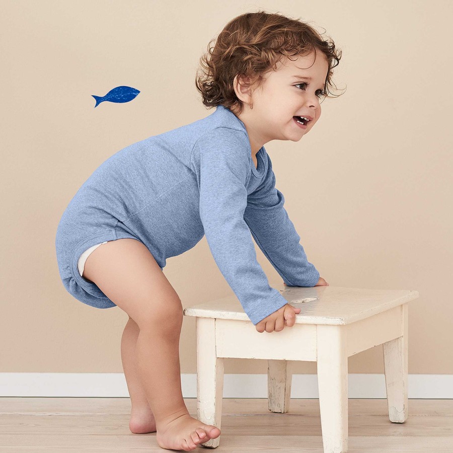 Bodys & Romper Suits | LIVING CRAFTS Herby | Long-Sleeved Body Blue Melange