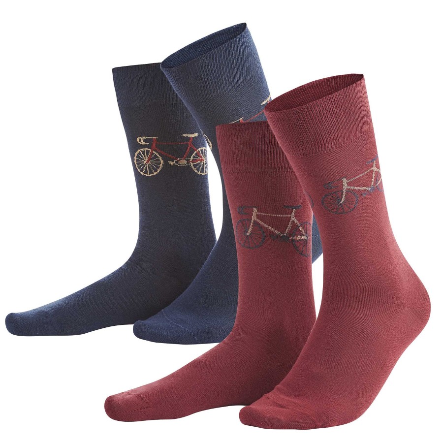 Socks | LIVING CRAFTS Falk | Socks, Pack Of 2 Navy/Rosso