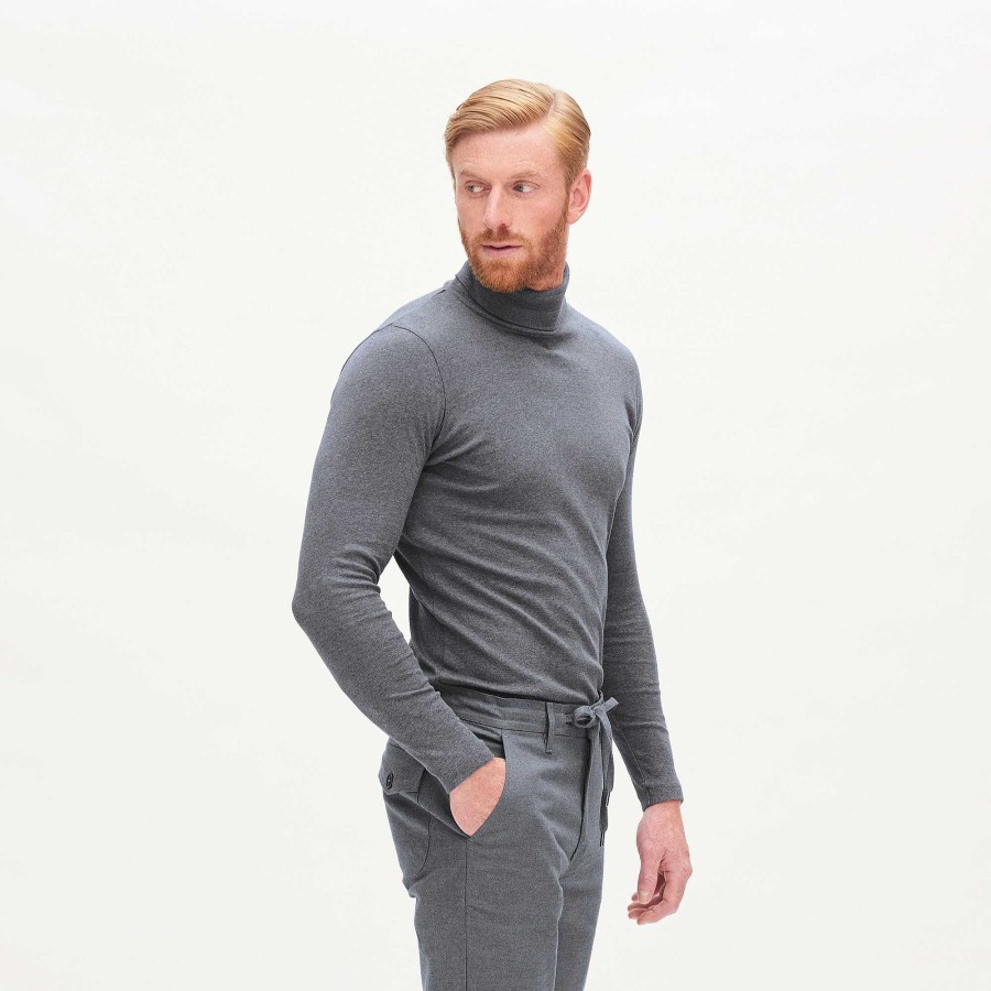 Knitwear & Sweatshirts | LIVING CRAFTS Helge | Turtleneck Shirt Grey Melange