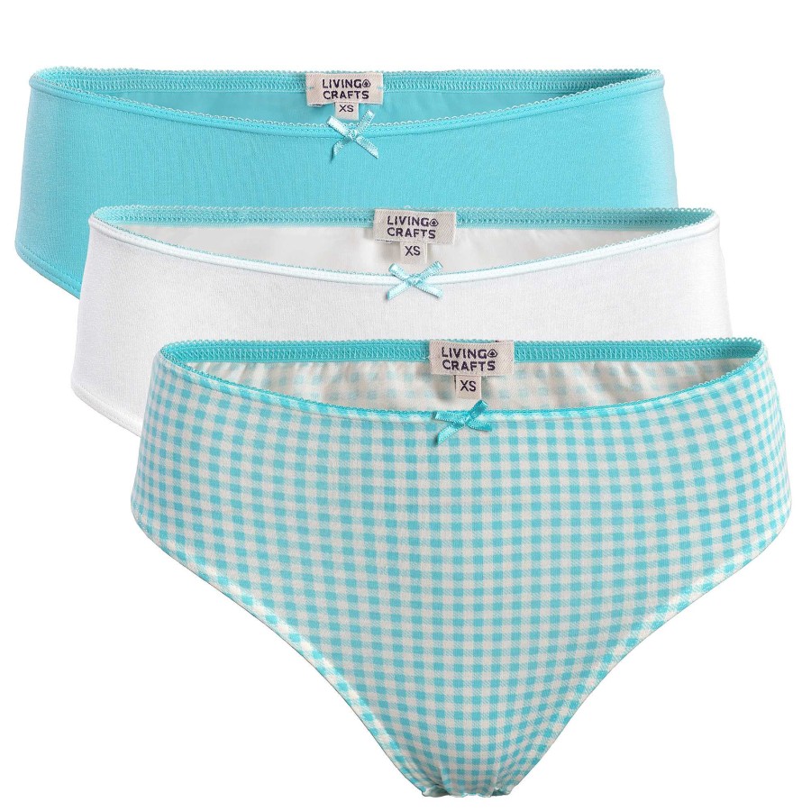 Underwear | LIVING CRAFTS Imala | Briefs, Pack Of 3 Vichy Lagoon