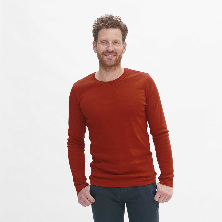 T-Shirts & Polo Shirts | LIVING CRAFTS Leandro | Long-Sleeved Shirt Burnt Brick