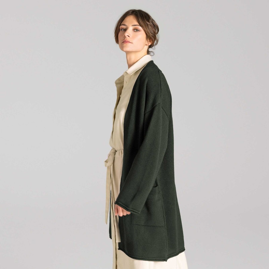 Cardigans & Jackets | LIVING CRAFTS Truestory Aniek | Cardigan Long Forest Green