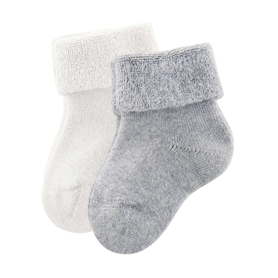 Socks & Tights | LIVING CRAFTS Gecko | Plush Socks, Pack Of 2 Grey Melange/Offwhite