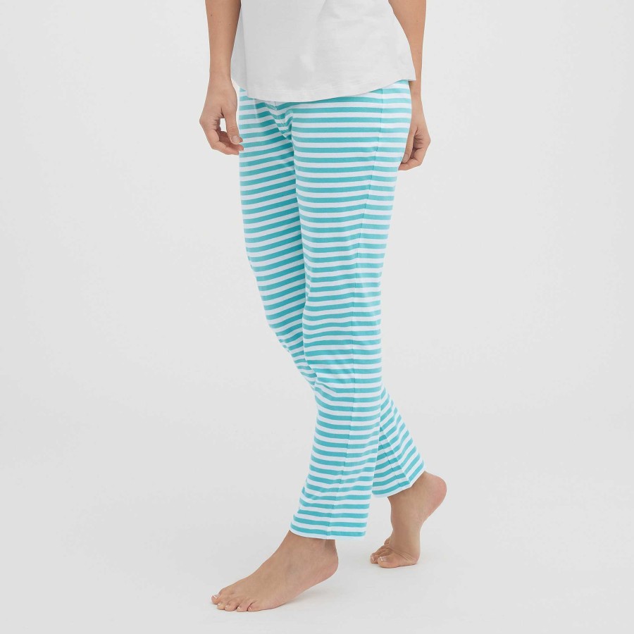 Pyjamas | LIVING CRAFTS Carol | Sleep Trousers Lagoon/White