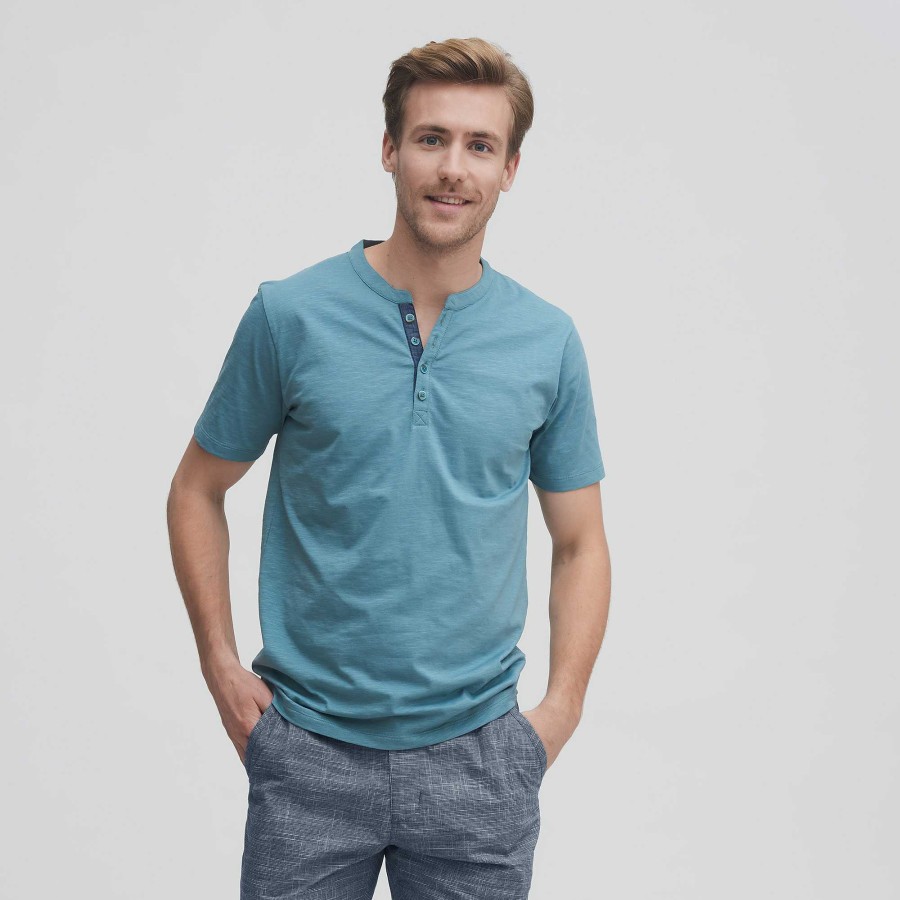 T-Shirts & Polo Shirts | LIVING CRAFTS Othello | Henley T-Shirt Reef Waters