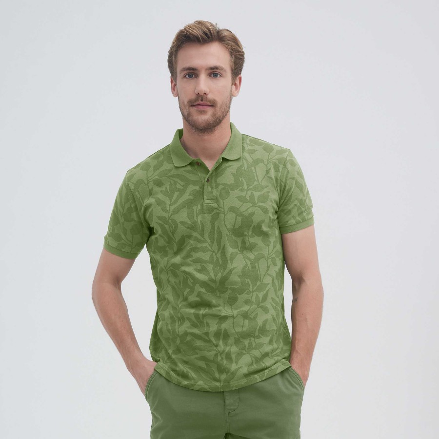 T-Shirts & Polo Shirts | LIVING CRAFTS Onofrio | Polo Shirt Leafs/Olive