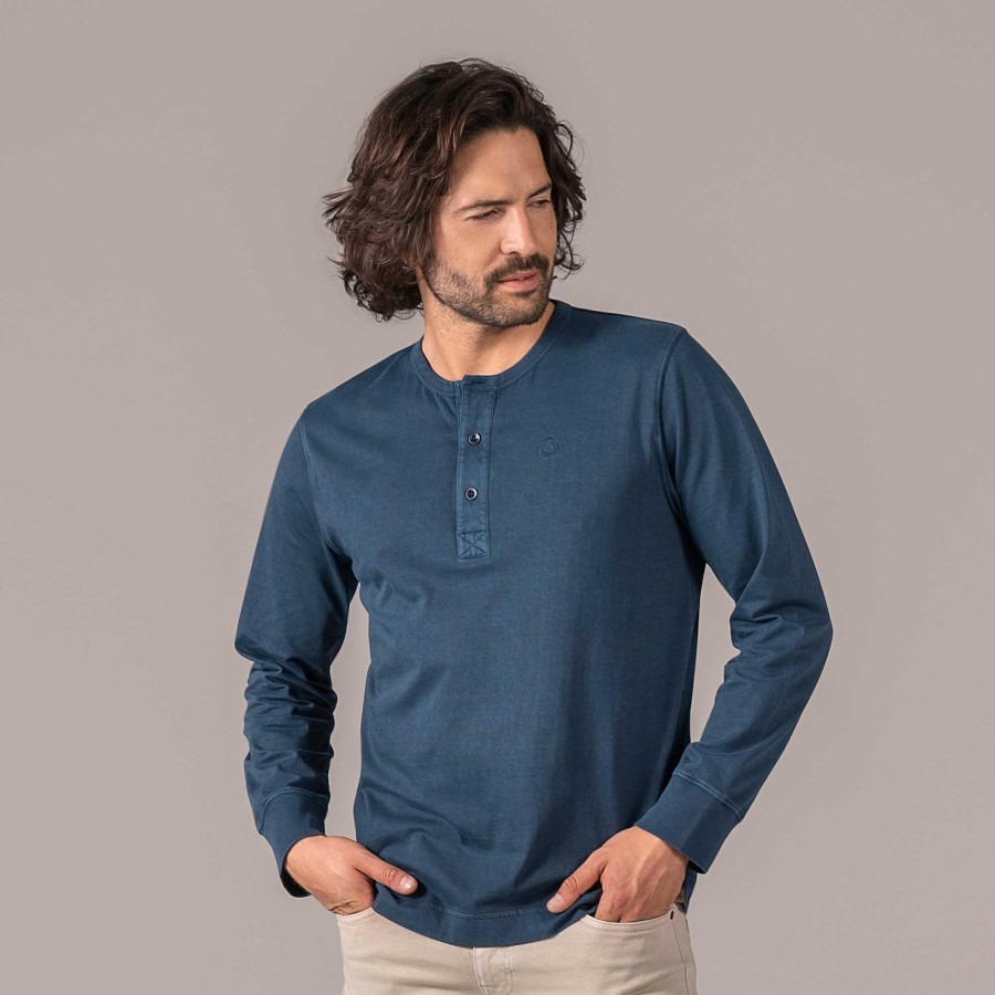 Knitwear & Sweatshirts | LIVING CRAFTS Paolo | Henley Shirt Midnight