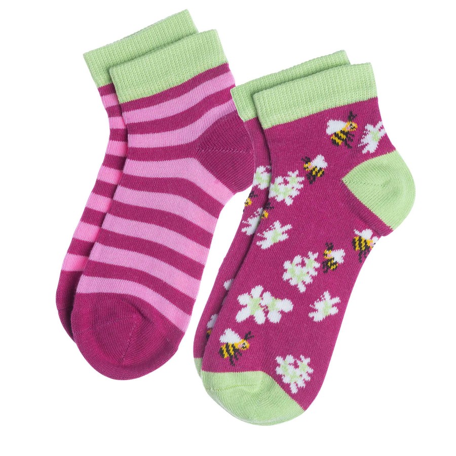 Socks & Tights | LIVING CRAFTS Agave | Sneaker Socks, Pack Of 2 Happy Bees