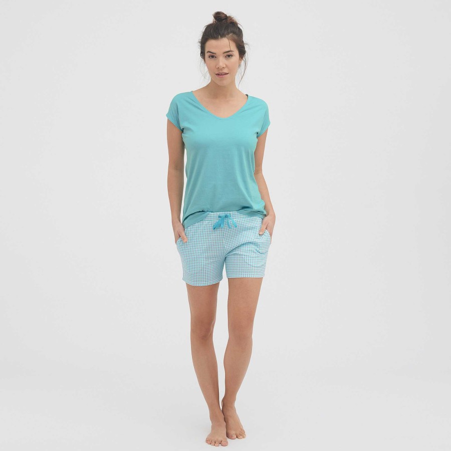 Pyjamas | LIVING CRAFTS Kylie | Sleep Shorts Vichy Lagoon