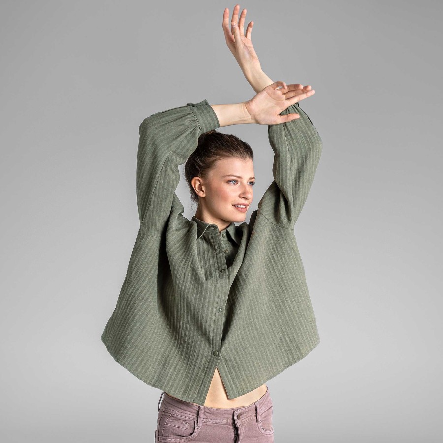 Blouses & Tunics | LIVING CRAFTS Truestory Beline | Seersucker Blouse Khaki