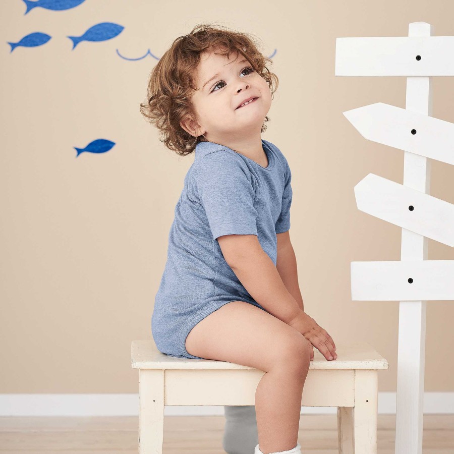 Bodys & Romper Suits | LIVING CRAFTS Honey | Short-Sleeved Body Blue Melange