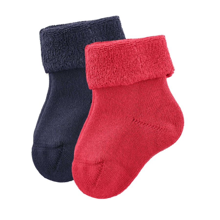 Socks & Tights | LIVING CRAFTS Gecko | Plush Socks, Pack Of 2 Navy/Poppy