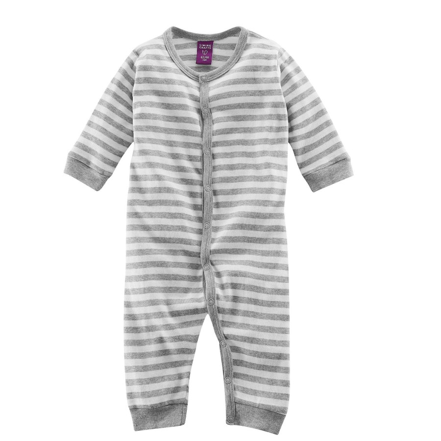 Pyjamas | LIVING CRAFTS Emu | Pyjamas Without Feet Grey-Melange/White Striped