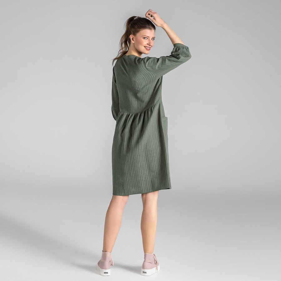 Dresses & Skirts | LIVING CRAFTS Truestory Bloswen | Seersucker Dress Khaki