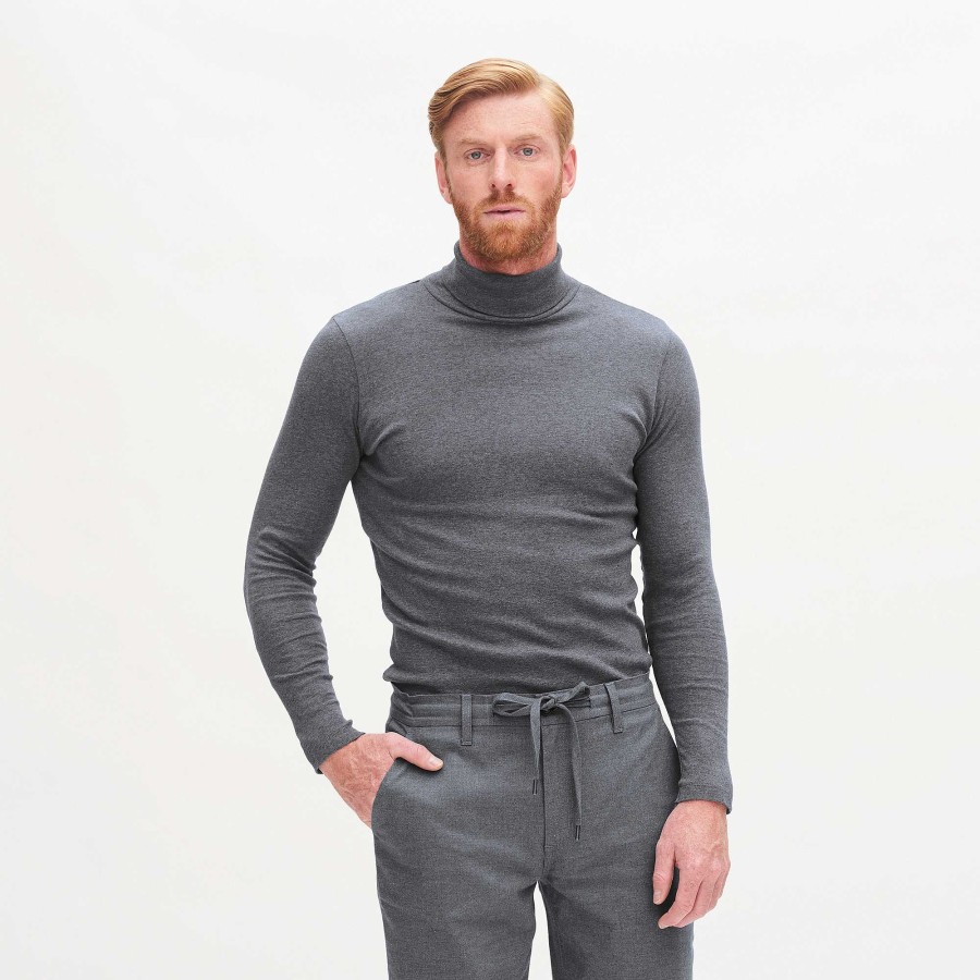 Knitwear & Sweatshirts | LIVING CRAFTS Helge | Turtleneck Shirt Grey Melange