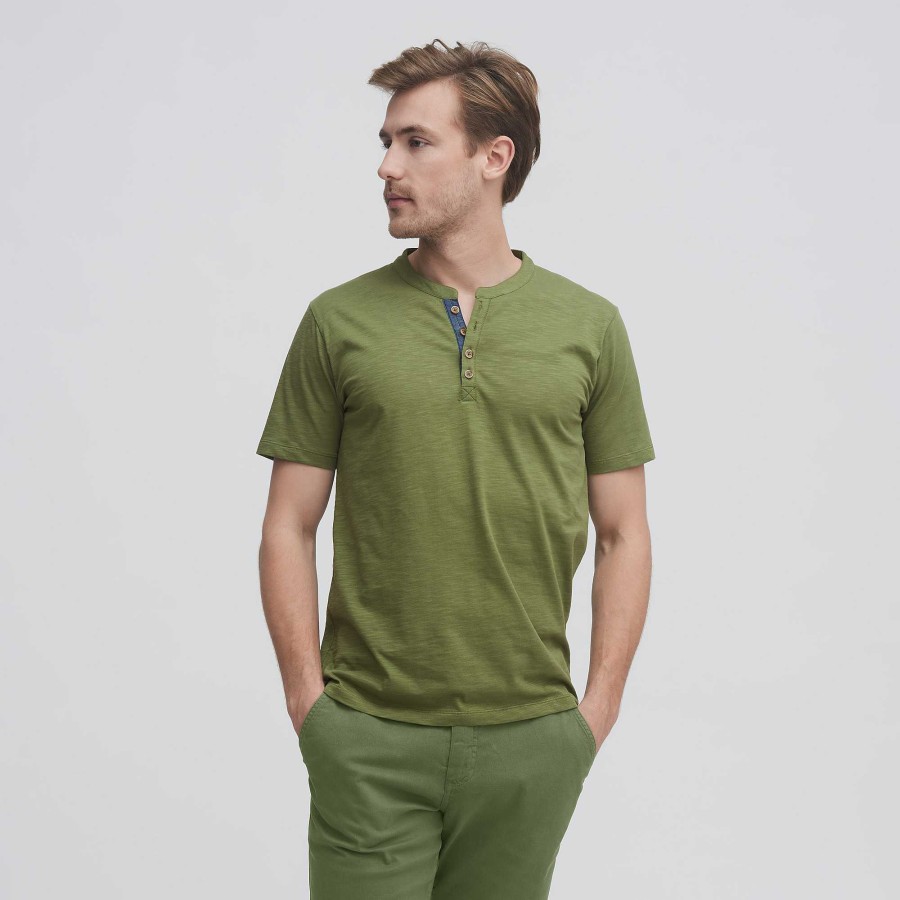 T-Shirts & Polo Shirts | LIVING CRAFTS Othello | Henley T-Shirt Olive