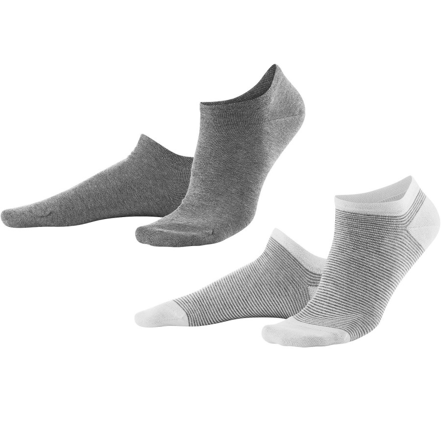 Socks & Tights | LIVING CRAFTS Abby | Sneaker Socks, Pack Of 2 Stone Grey Melange/White