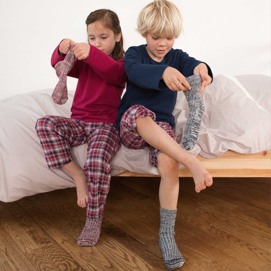 Socks & Tights | LIVING CRAFTS Living Crafts | Norwegian Socks For Kids Bordeaux Mouline