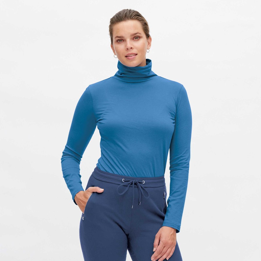 Knitwear & Sweatshirts | LIVING CRAFTS Nia | Turtleneck Shirt Retro Blue