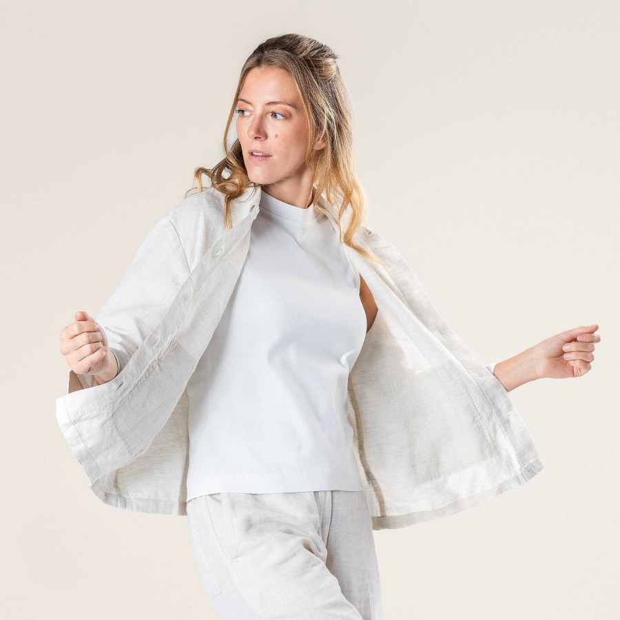 Cardigans & Jackets | LIVING CRAFTS Onyx | Cardigan Natural Linen