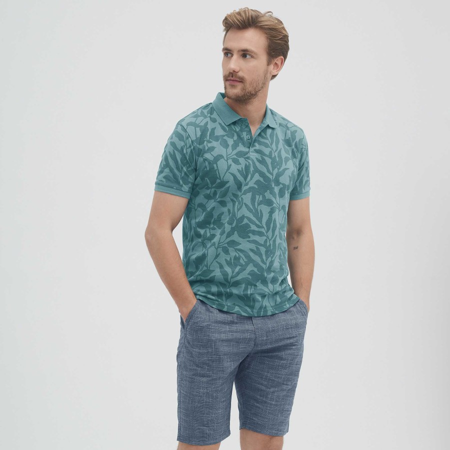 T-Shirts & Polo Shirts | LIVING CRAFTS Onofrio | Polo Shirt Leafs/Reef Waters